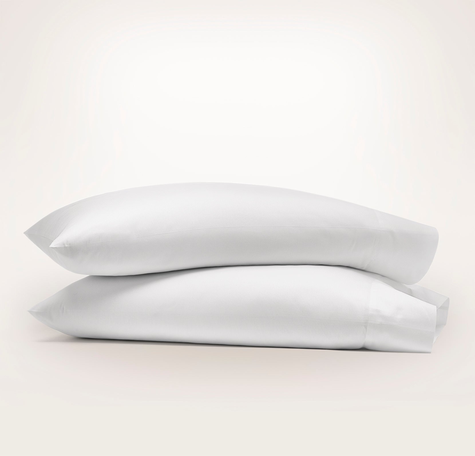 Signature Hemmed Pillowcase Set in White Textured Stripe