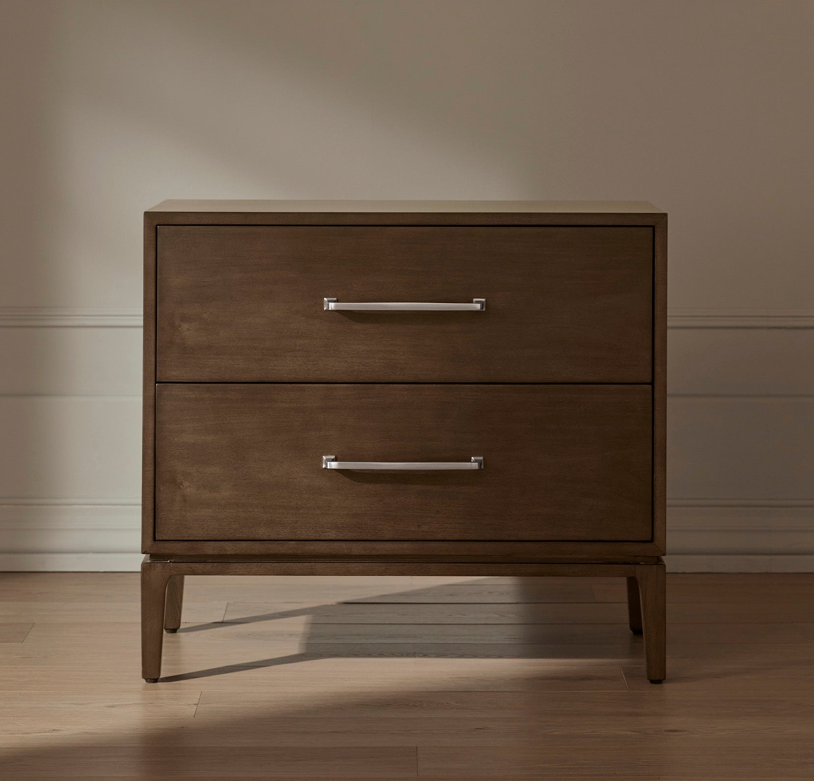 2-Drawer Wood Nightstand in Espresso