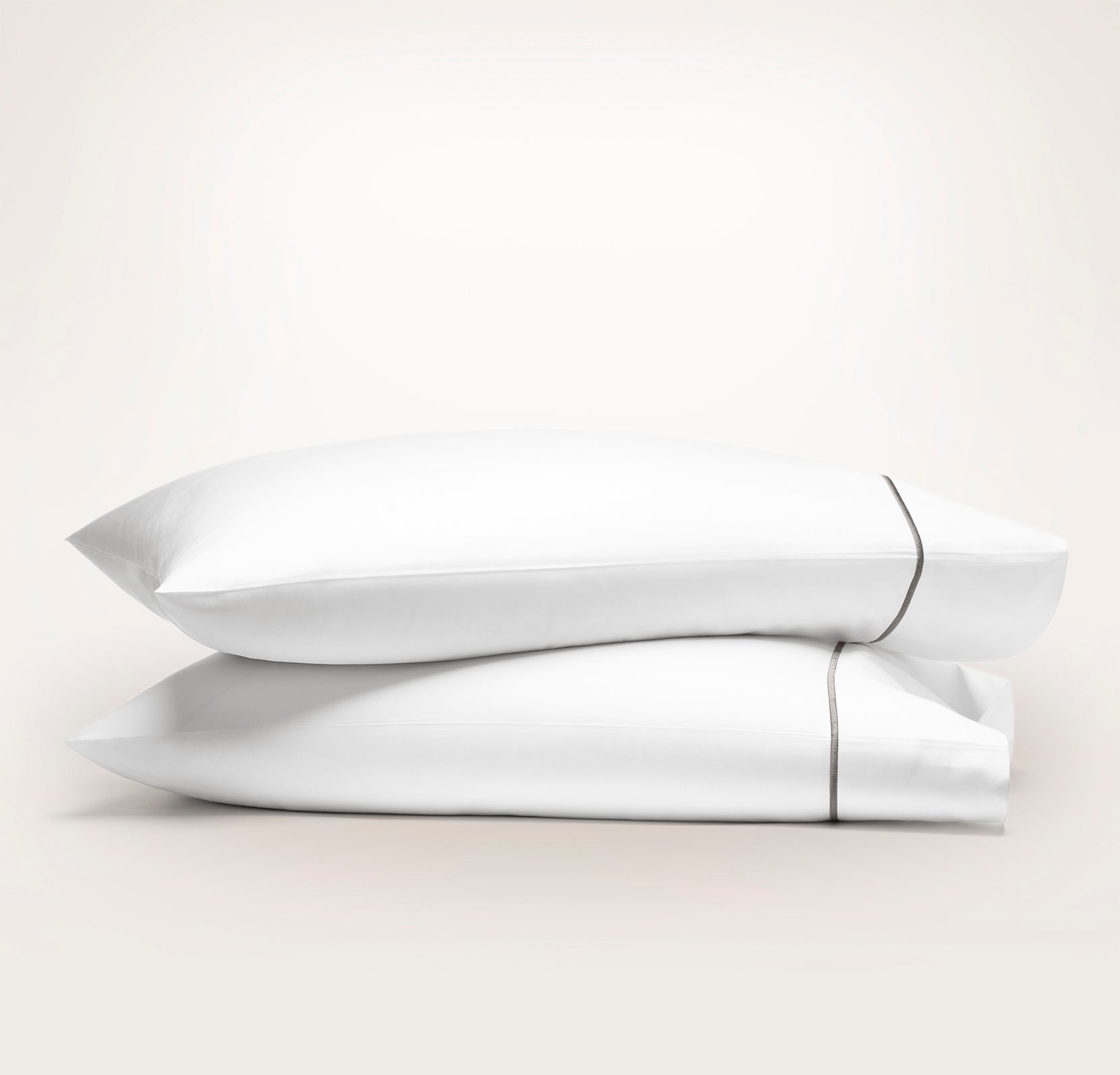 Signature Embellished Pillowcase Set in White/Stone Embroidered