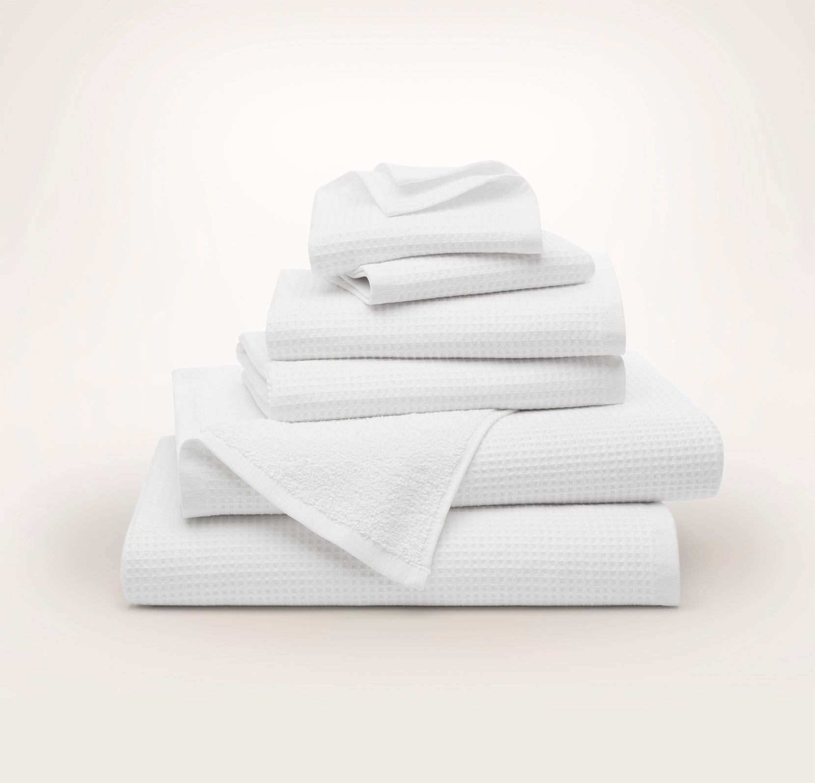 Waffle Terry Bath Towel Set in White