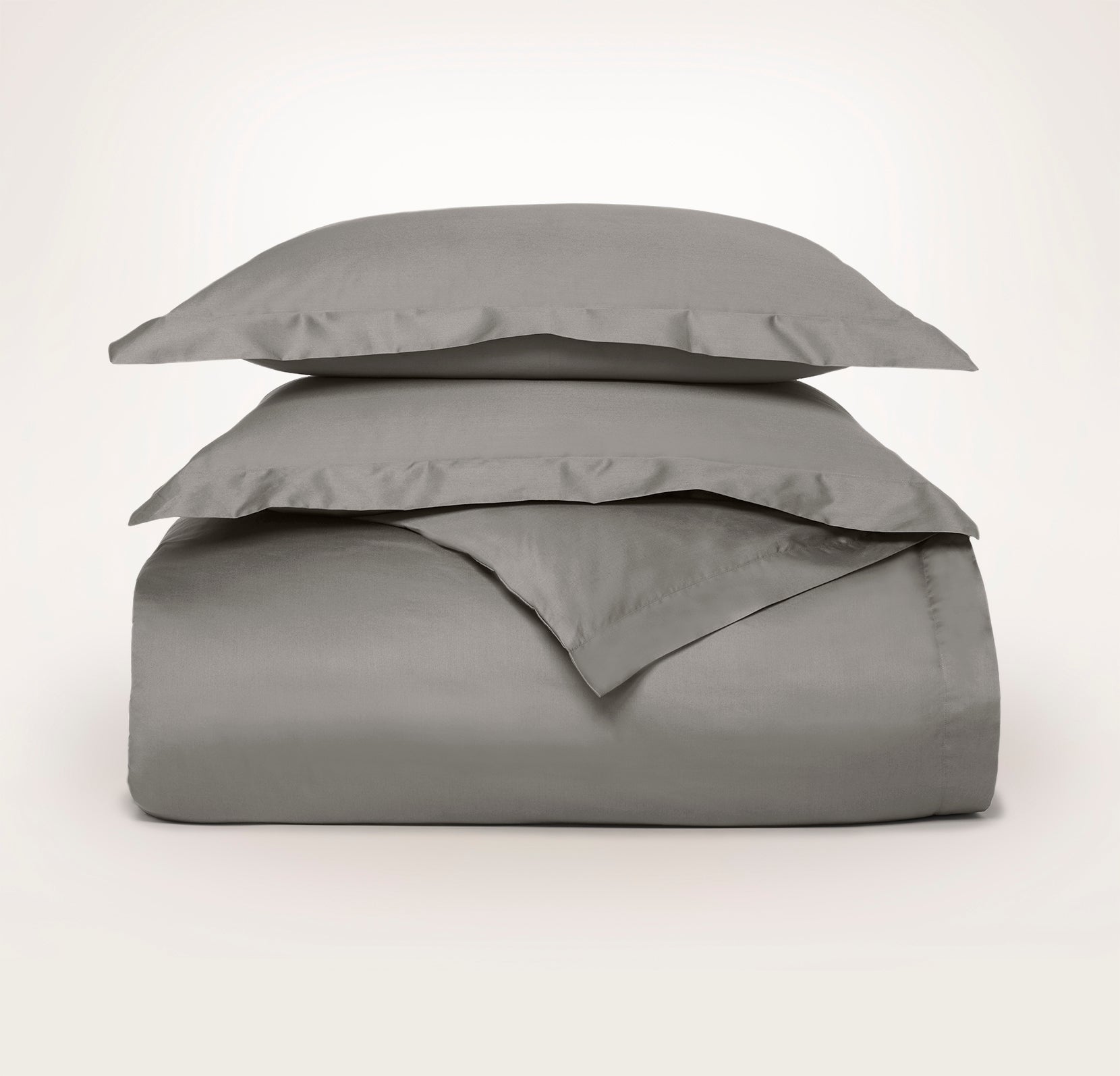 Percale Hemmed Duvet Set in Stone