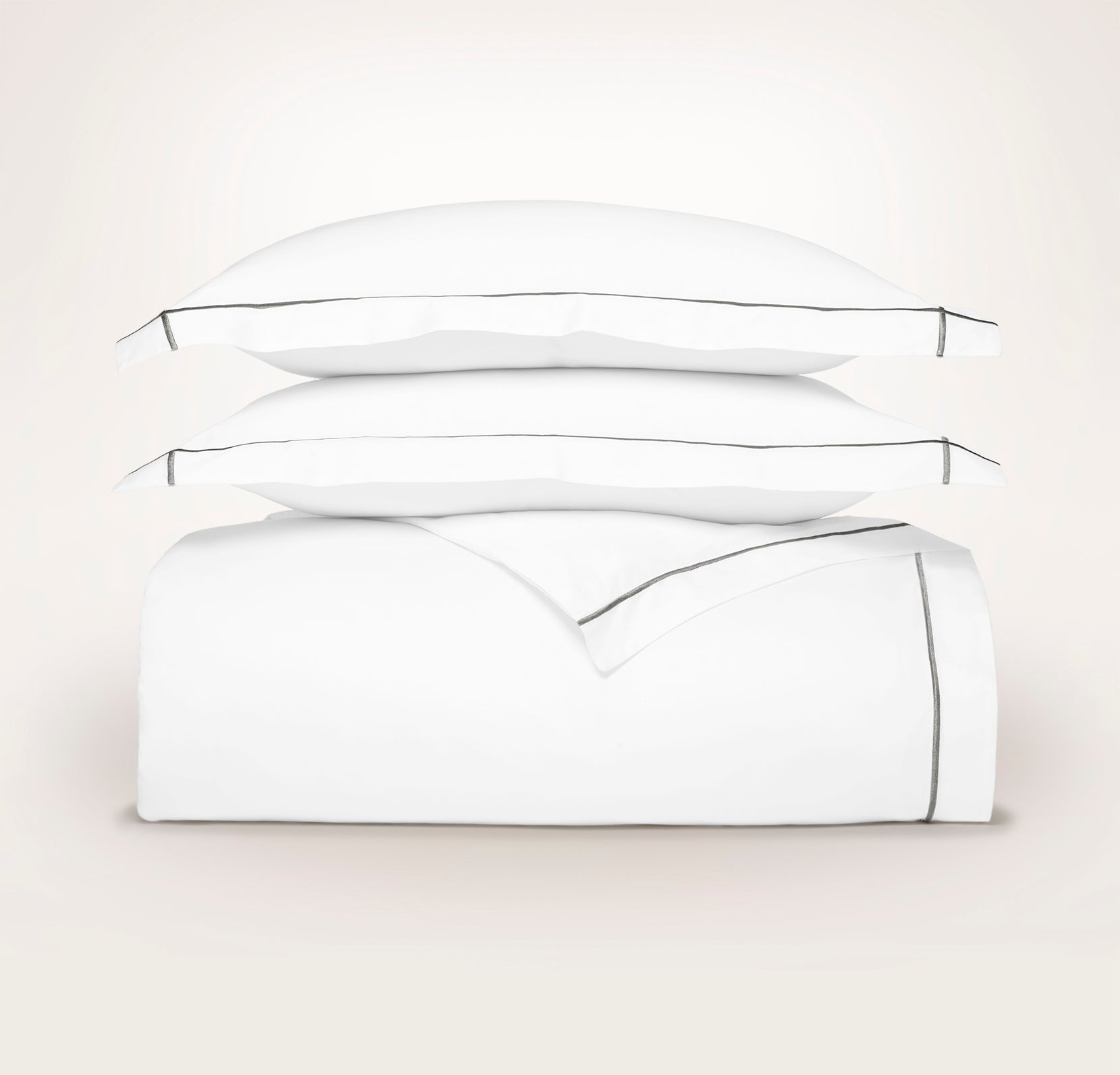 Signature Embellished Duvet Set in White/Stone Embroidered