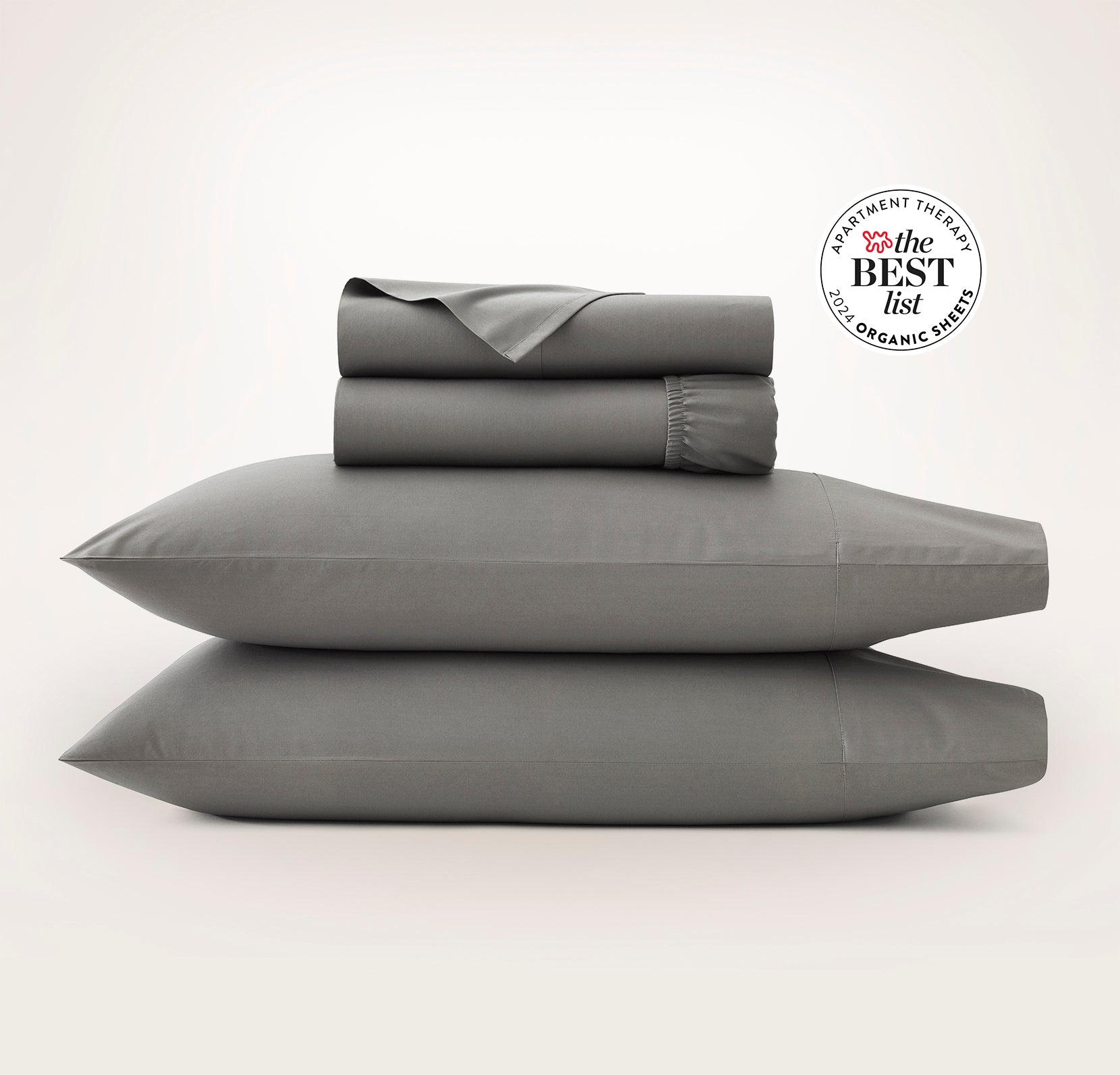 Percale Hemmed Sheet Set in Stone